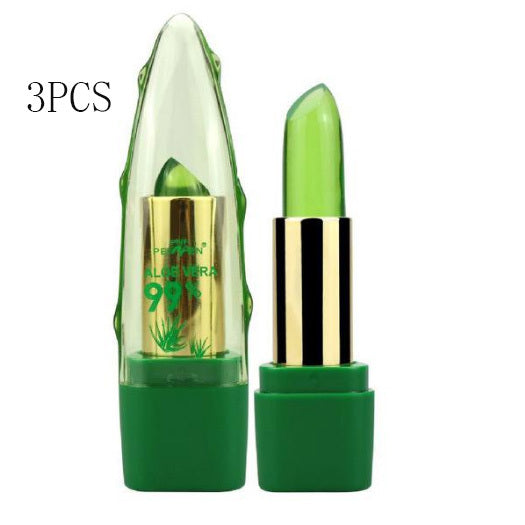 Lápiz labial de aloe vera con gel que cambia de color, hidratante, antisecado, desalinizante, de grano fino, cuidado labial.