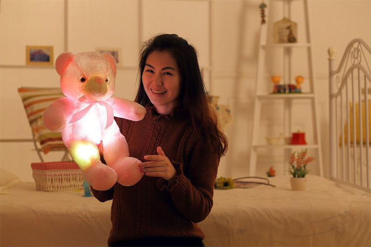 Oso de peluche LED creativo con luz, peluche colorido y brillante, regalo de Navidad para niños, almohada