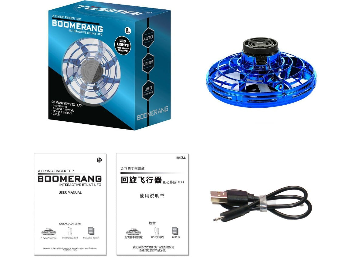 Mini giroscopio de dedo interactivo, juguete de descompresión, dron LED tipo OVNI, helicóptero volador, juguete giratorio para niños