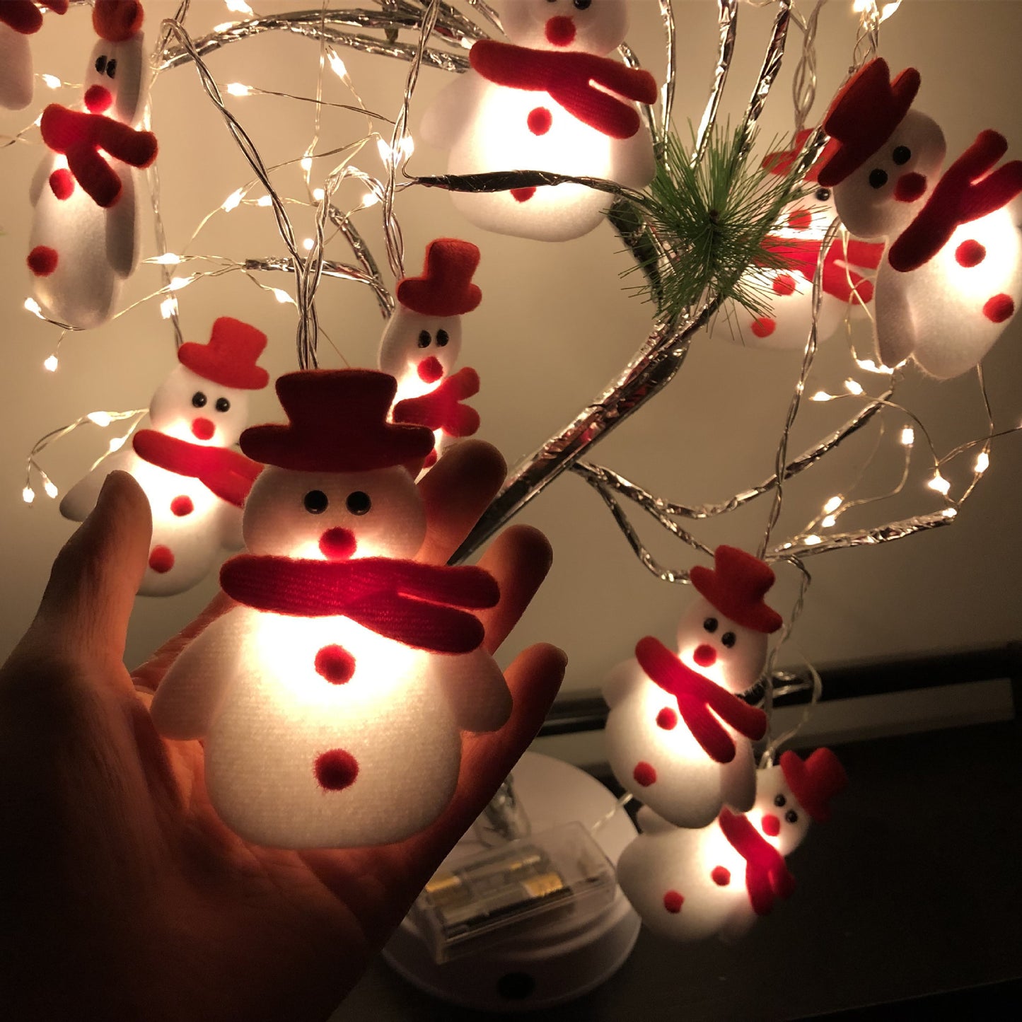 Guirnalda de luces LED con forma de muñeco de nieve para decoración navideña, decoración para el hogar, adorno navideño de Año Nuevo