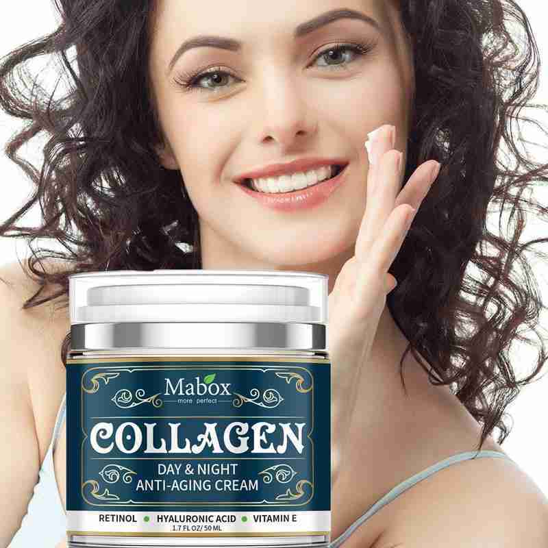 Crema facial hidratante de colágeno, productos para el cuidado de la piel, crema facial antienvejecimiento, hidratante y eliminador de arrugas.