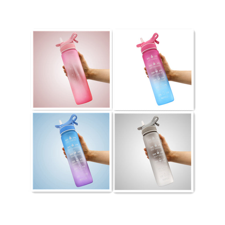 Botella de agua deportiva con tapa de rebote y pajita