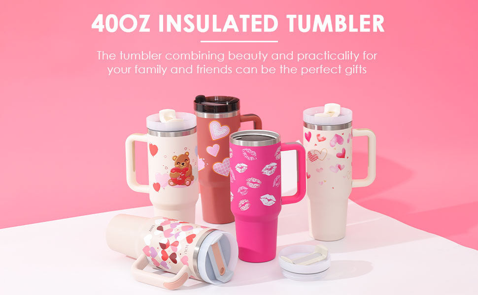 Vaso de 40 oz con asa, pajita aislante, de acero inoxidable, a prueba de derrames, taza de café al vacío con tapa, taza cónica.