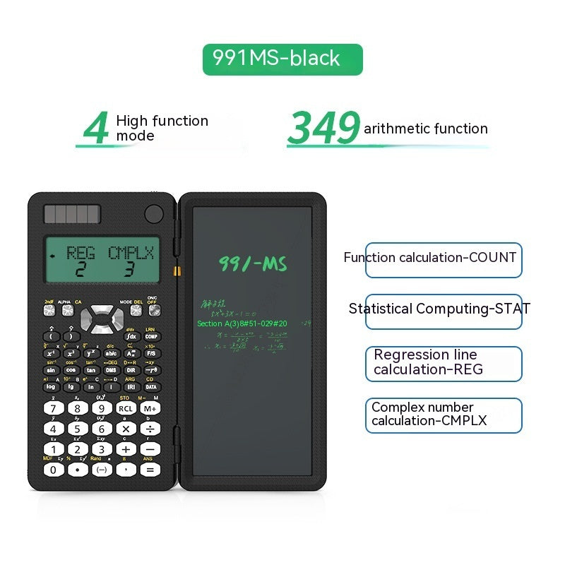 Calculadora científica plegable 2 en 1, tableta de escritura a mano, calculadora con función de aprendizaje, calculadora científica de escritorio plegable.