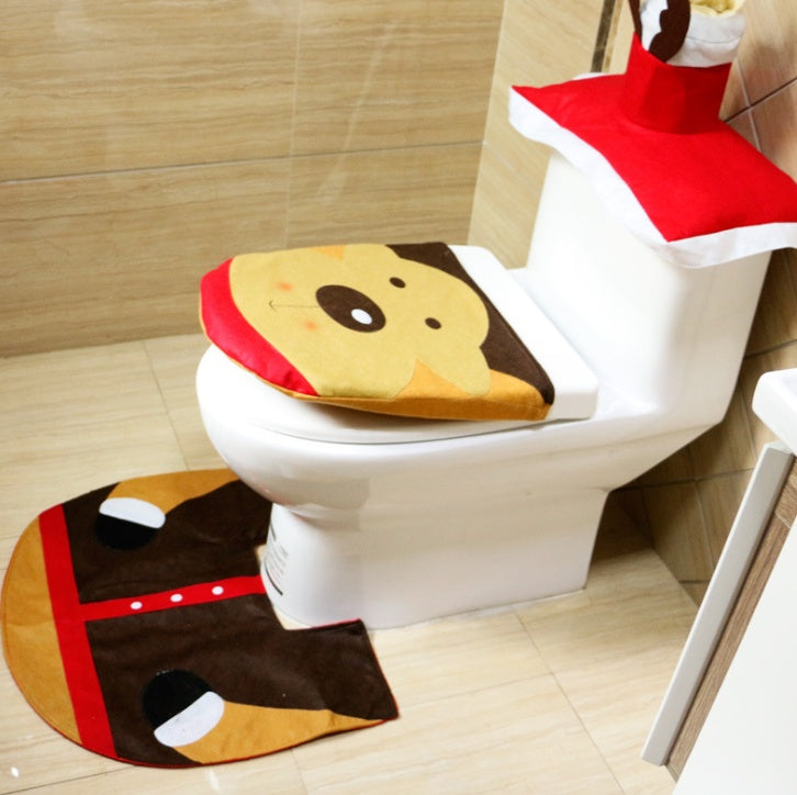 FENGRISE - Juego de 3 alfombras navideñas de Papá Noel para baño, decoración navideña, suministros para fiestas de Año Nuevo