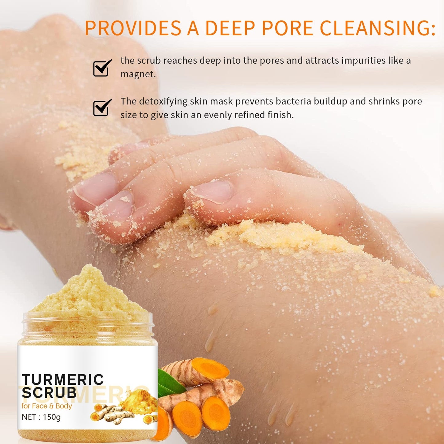Exfoliante de cúrcuma suaviza el cuidado corporal irritado