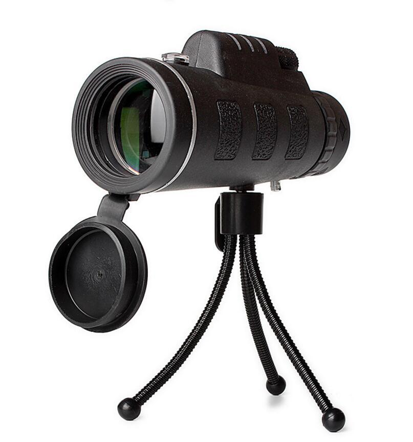Compatible con Apple, telescopio monocular con zoom y brújula, clip para teléfono y trípode.