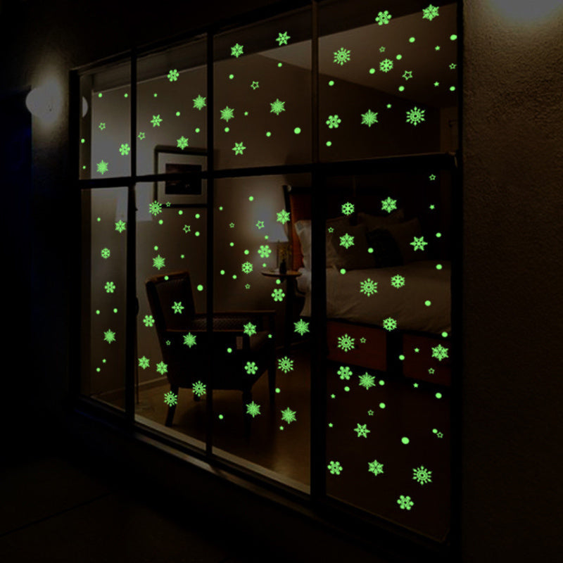 Adornos navideños de Año Nuevo para el hogar, fondo luminoso de copos de nieve, adhesivo decorativo extraíble para Navidad Natal