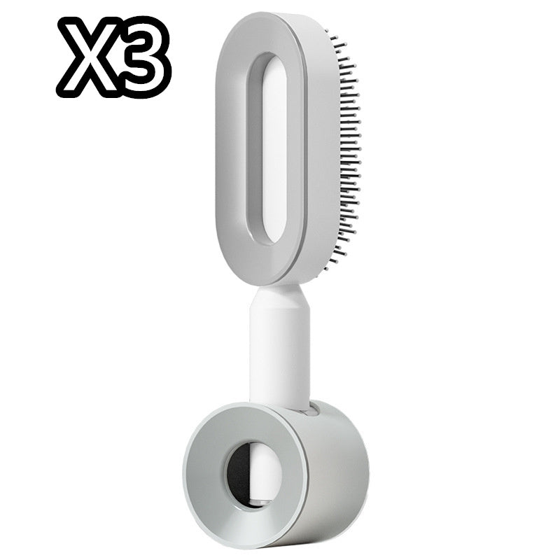Cepillo autolimpiante para el cabello para mujeres, con una sola tecla, para la pérdida del cabello, masajeador de bolsas de aire, peine para el cuero cabelludo, cepillo antiestático.