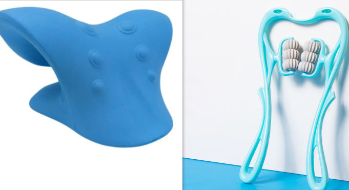 Masajeador de cuello manual de seis ruedas con rodillos de masaje para aliviar el dolor.