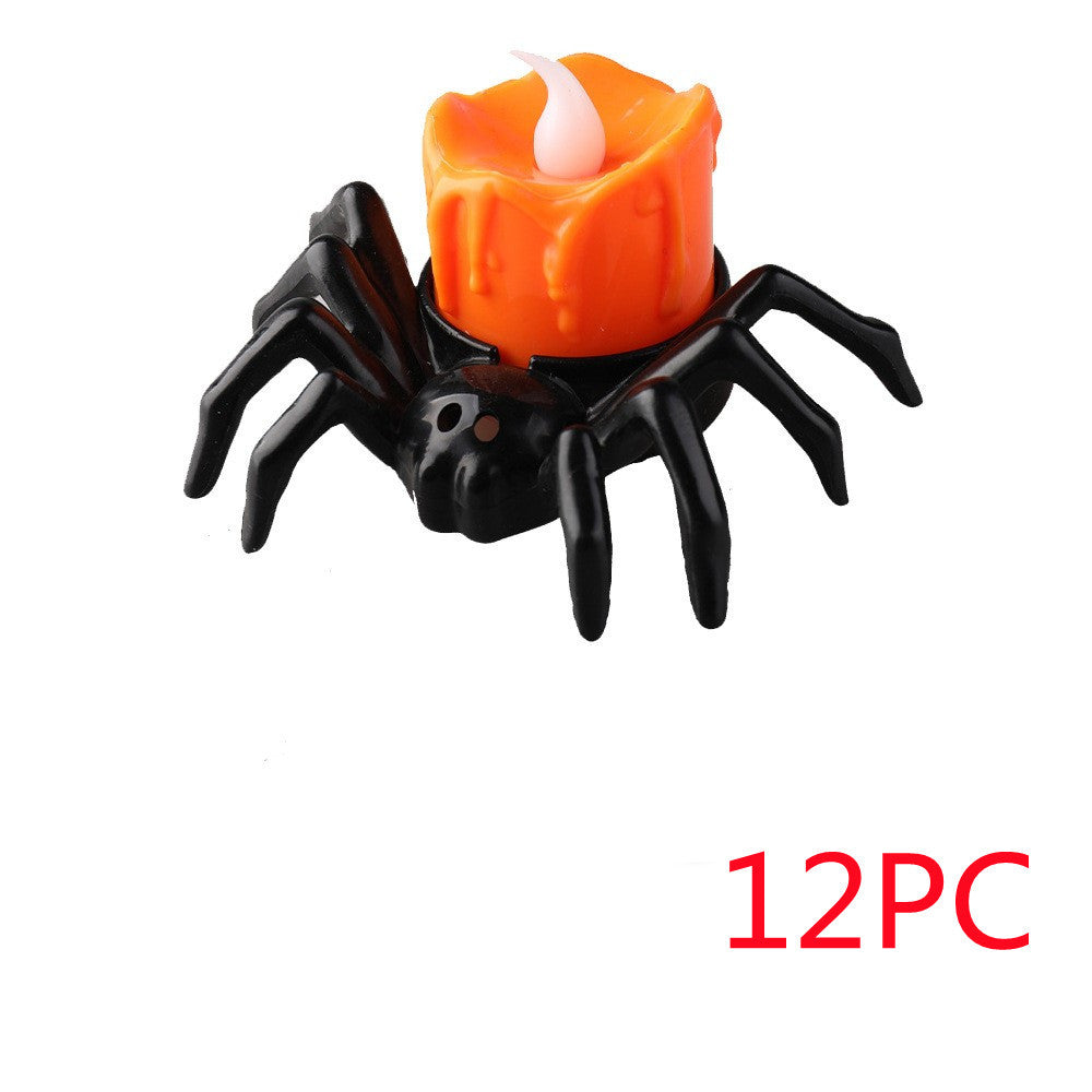 Adornos creativos de candelabros con forma de araña para Halloween con ambiente festivo