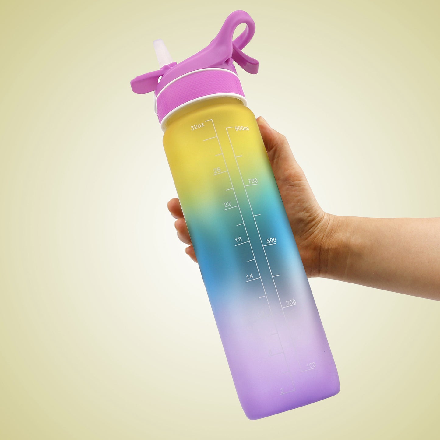 Botella de agua deportiva con tapa de rebote y pajita