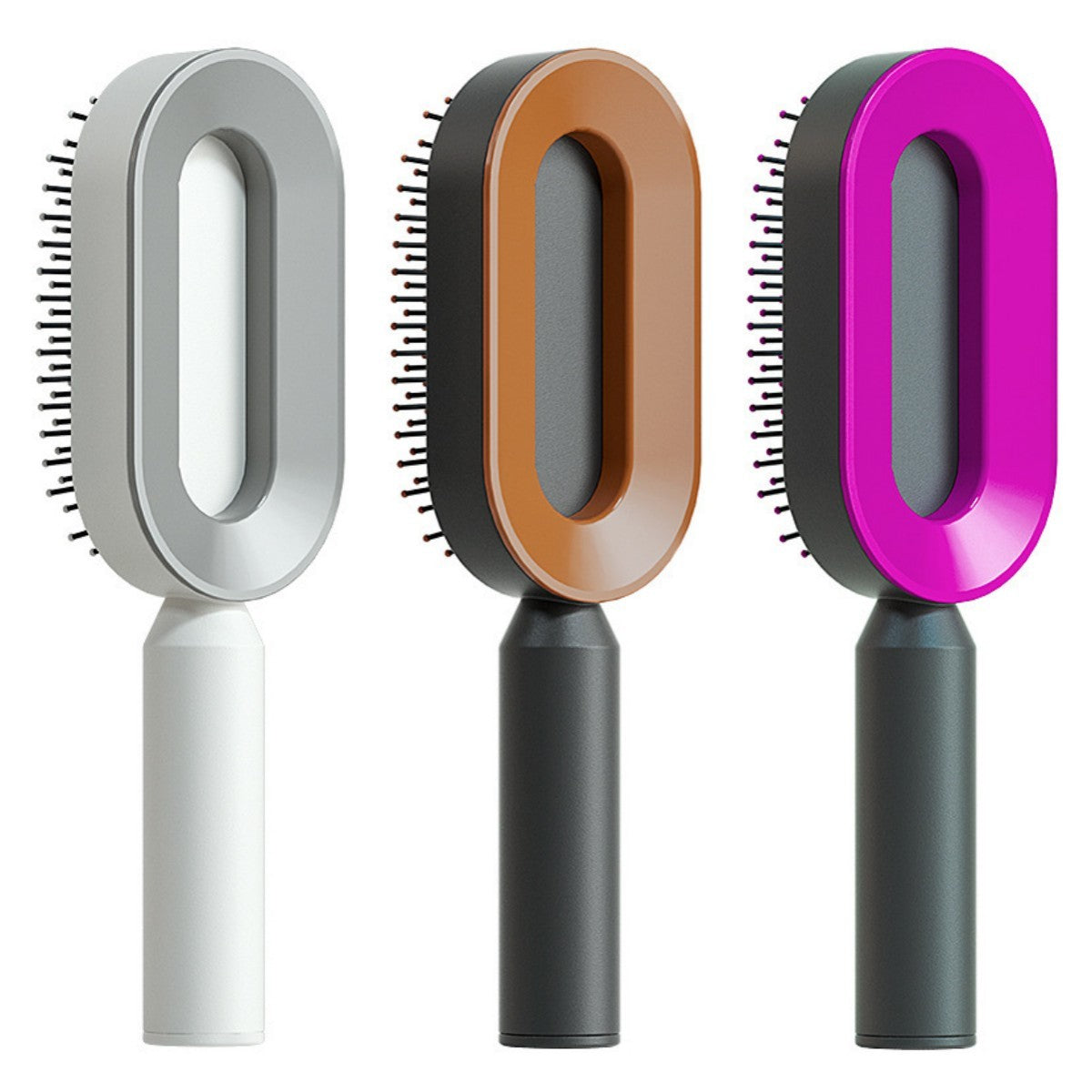 Cepillo autolimpiante para el cabello para mujeres, con una sola tecla, para la pérdida del cabello, masajeador de bolsas de aire, peine para el cuero cabelludo, cepillo antiestático.