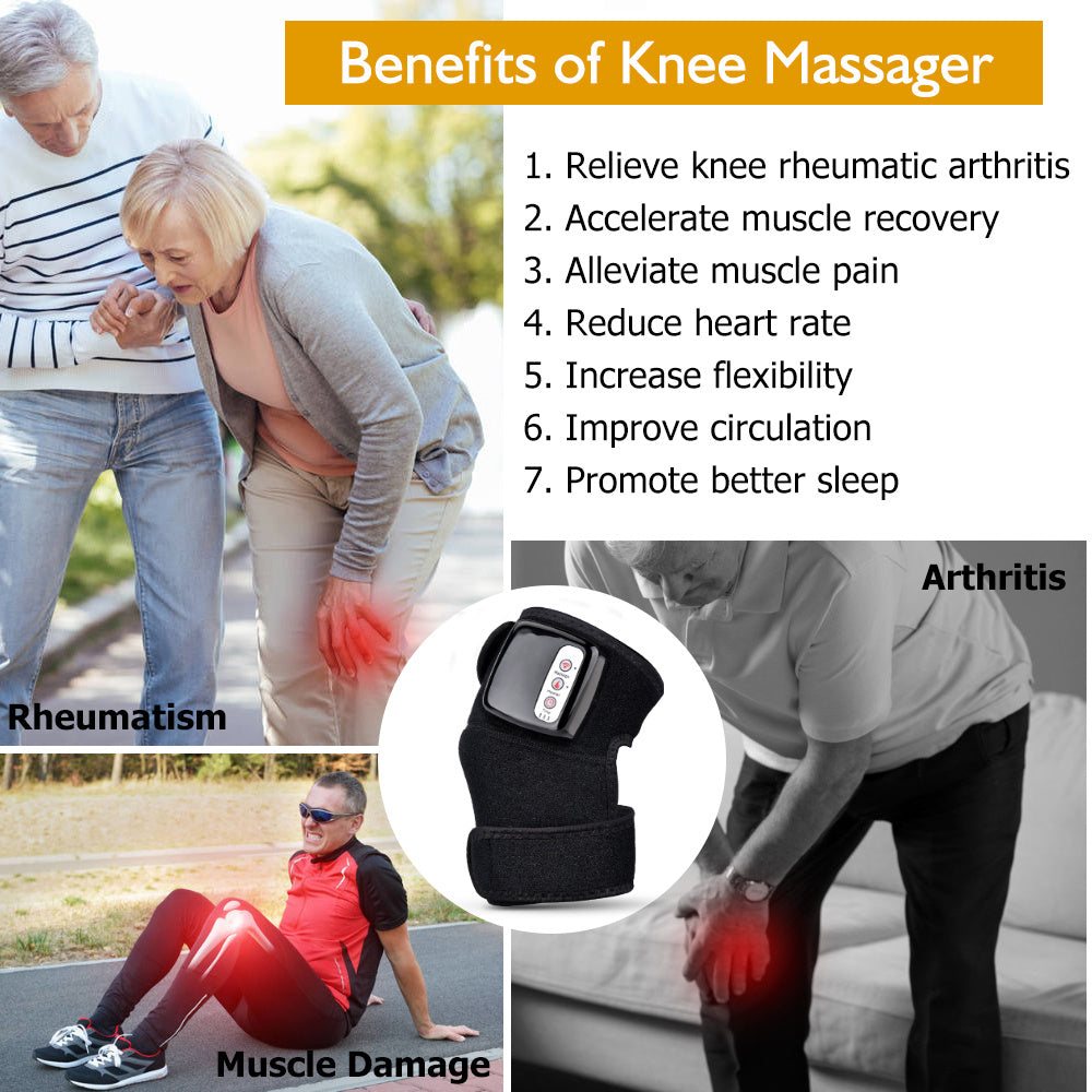 Masajeador eléctrico de rodilla con calefacción por infrarrojos, terapia de vibración, máquina de fisioterapia, masajeador para aliviar el dolor.