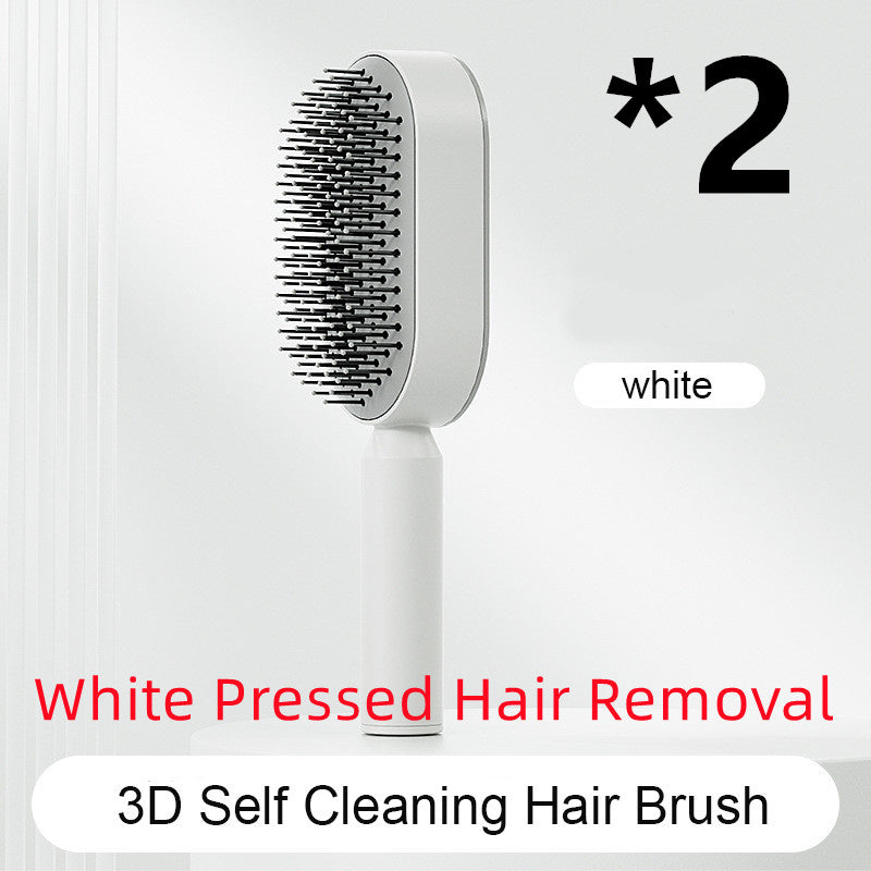 Cepillo autolimpiante para el cabello para mujeres, con una sola tecla, para la pérdida del cabello, masajeador de bolsas de aire, peine para el cuero cabelludo, cepillo antiestático.