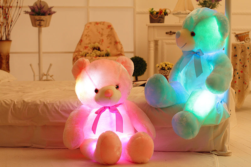 Oso de peluche LED creativo con luz, peluche colorido y brillante, regalo de Navidad para niños, almohada