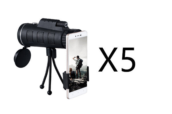 Compatible con Apple, telescopio monocular con zoom y brújula, clip para teléfono y trípode.