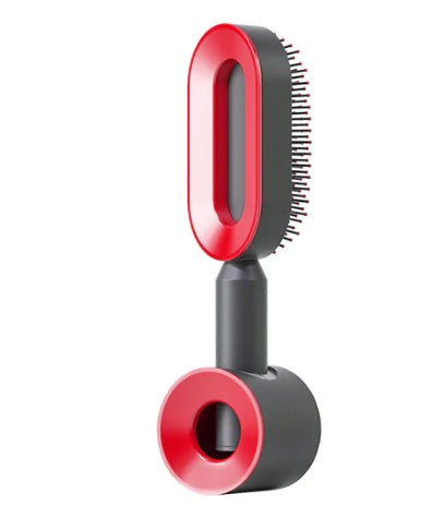 Cepillo autolimpiante para el cabello para mujeres, con una sola tecla, para la pérdida del cabello, masajeador de bolsas de aire, peine para el cuero cabelludo, cepillo antiestático.