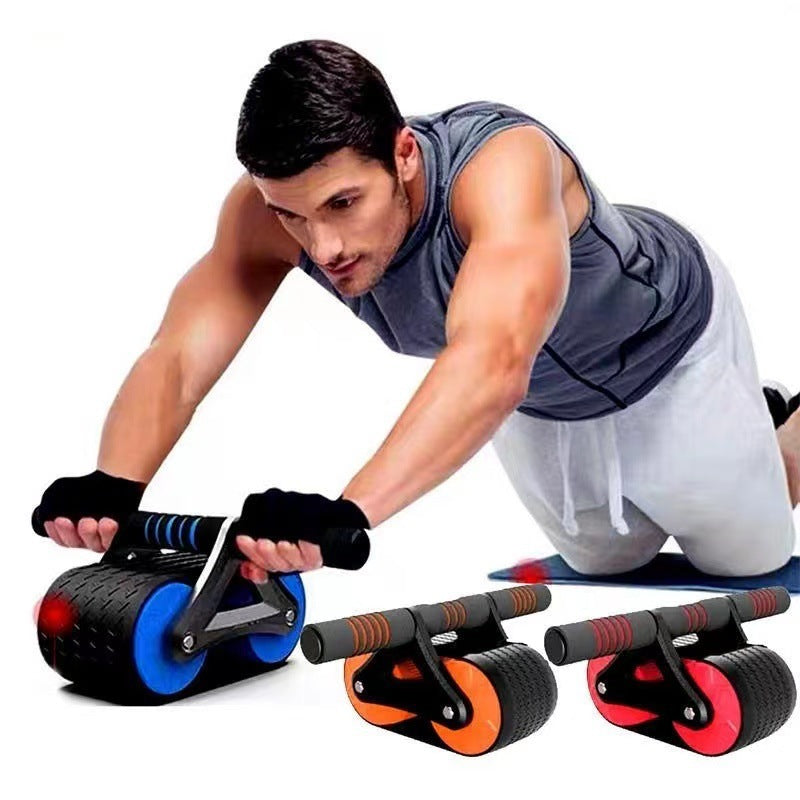 Ejercitador abdominal de doble rueda, con rebote automático, rodillo para abdominales, gimnasio, deportes