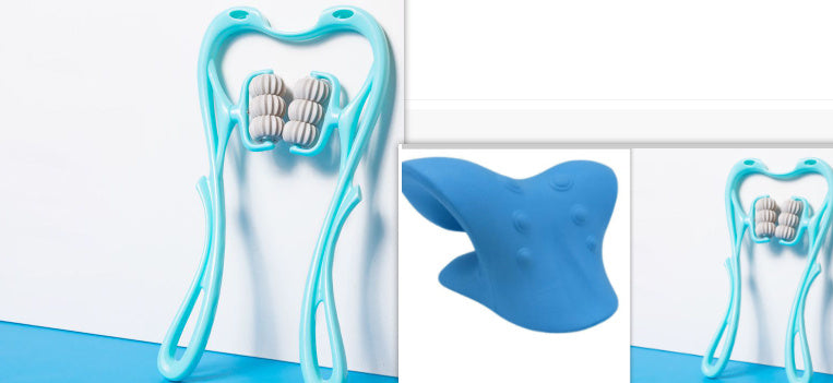 Masajeador de cuello manual de seis ruedas con rodillos de masaje para aliviar el dolor.