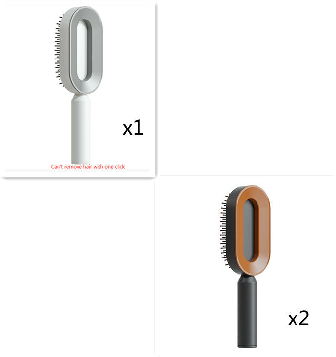 Cepillo autolimpiante para el cabello para mujeres, con una sola tecla, para la pérdida del cabello, masajeador de bolsas de aire, peine para el cuero cabelludo, cepillo antiestático.