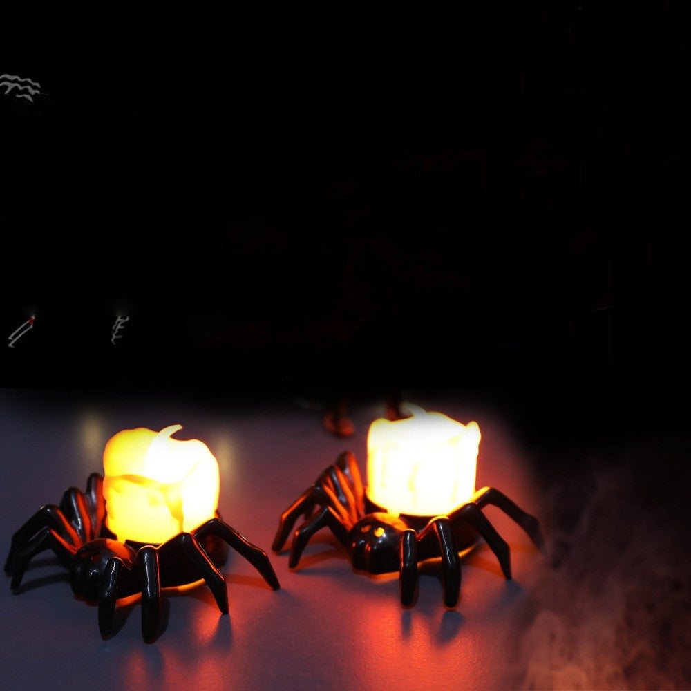 Adornos creativos de candelabros con forma de araña para Halloween con ambiente festivo