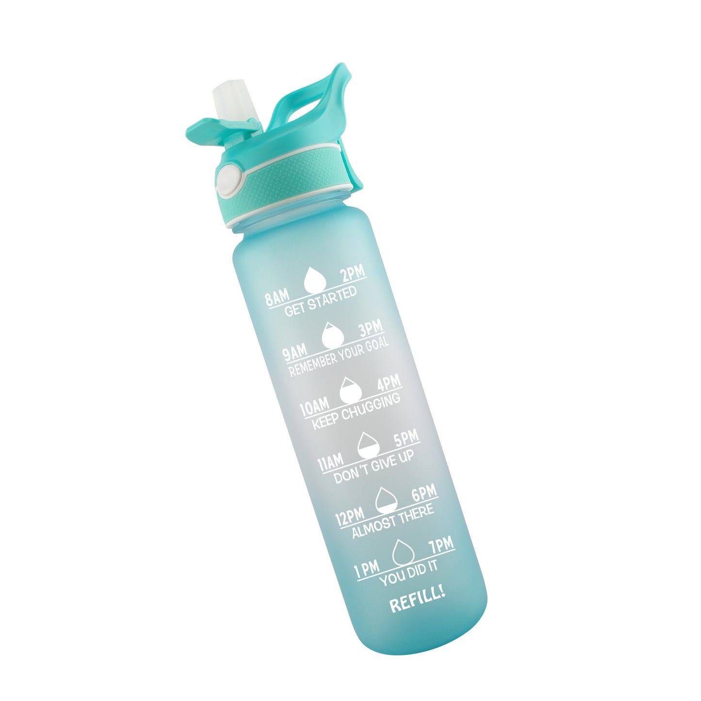 Botella de agua deportiva con tapa de rebote y pajita