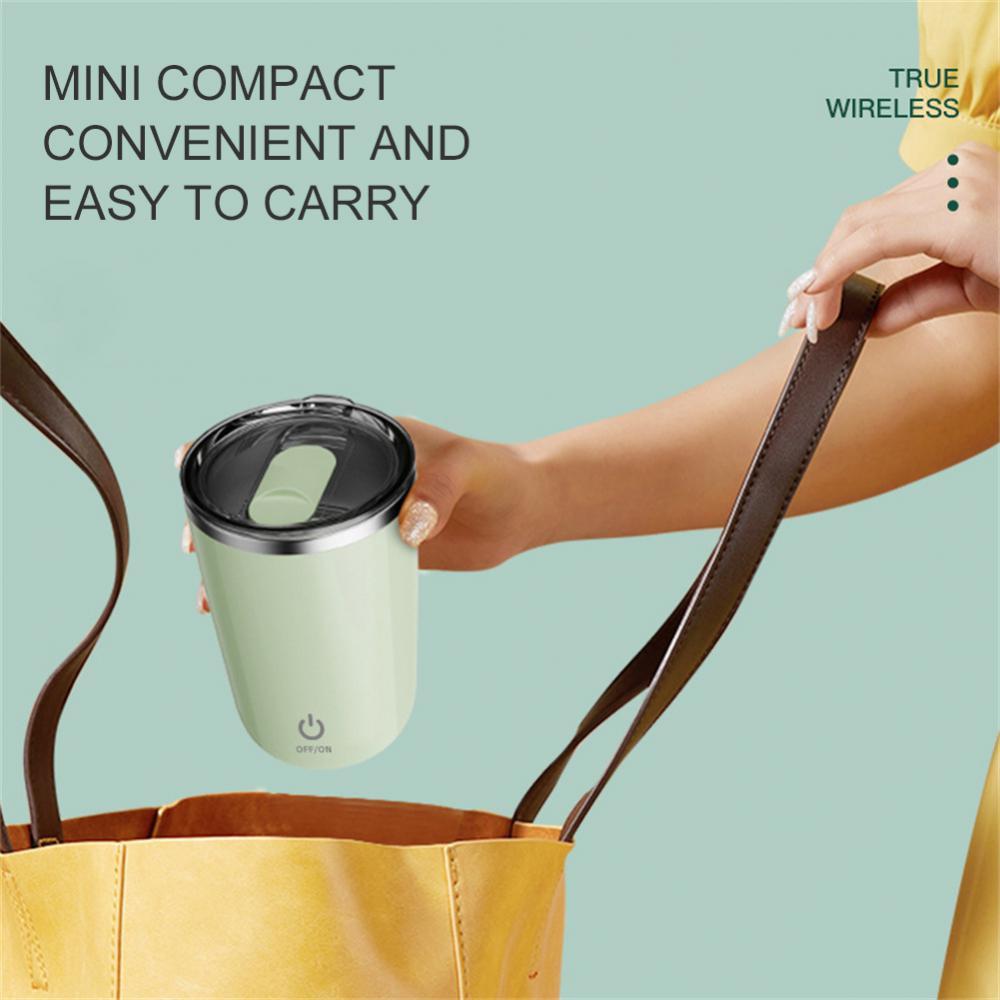 Taza automática de 350 ml con agitación automática, taza para mezclar café, leche y jugo, eléctrica de acero inoxidable con rotación lenta.