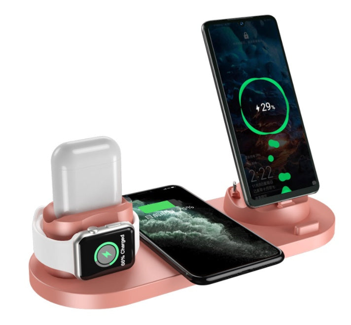Cargador inalámbrico para iPhone, cargador rápido para teléfono, base de carga rápida , reloj, estación de carga 6 en 1