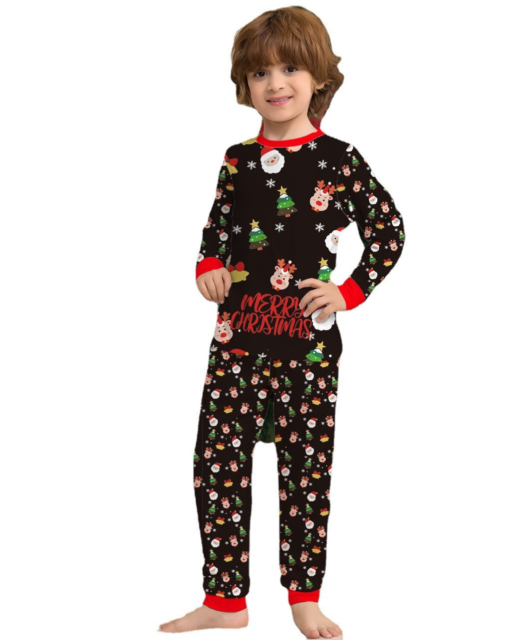 Conjunto de pijamas navideños familiares a juego. Pijamas navideños para la familia. Pijamas navideños. Ropa de dormir navideña.