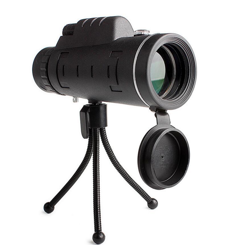 Compatible con Apple, telescopio monocular con zoom y brújula, clip para teléfono y trípode.