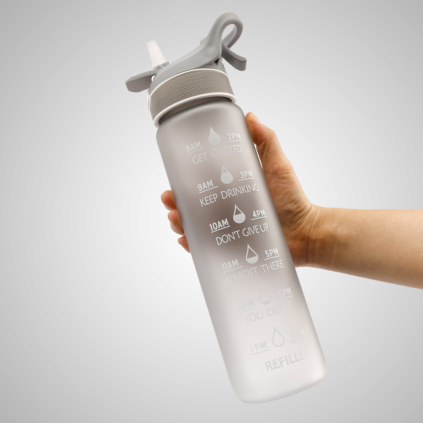 Botella de agua deportiva con tapa de rebote y pajita