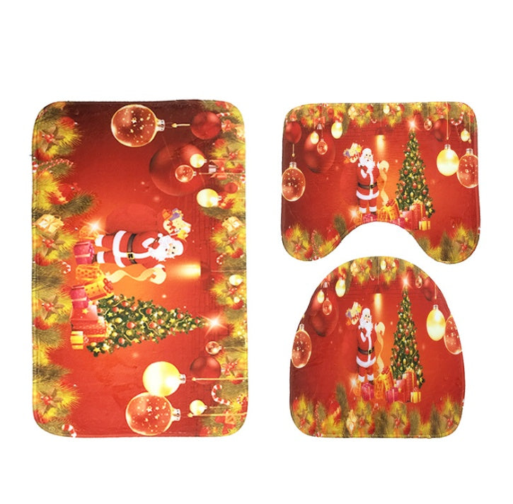FENGRISE - Juego de 3 alfombras navideñas de Papá Noel para baño, decoración navideña, suministros para fiestas de Año Nuevo