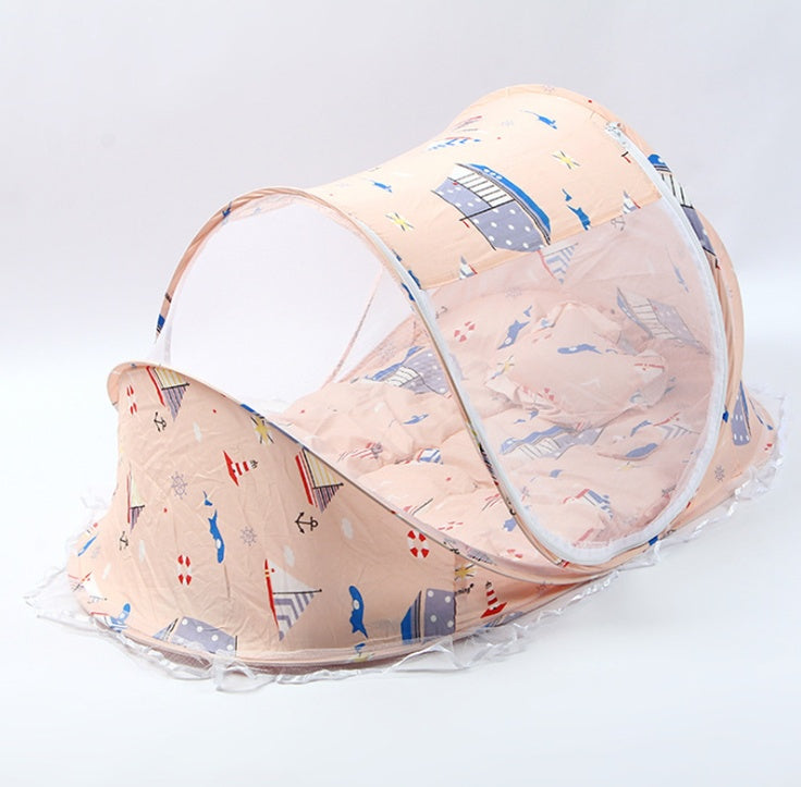 Red de cuna plegable para bebé con almohada (juego de 2 piezas)