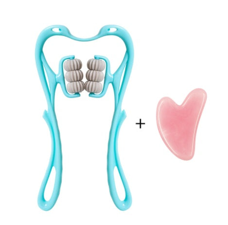 Masajeador de cuello manual de seis ruedas con rodillos de masaje para aliviar el dolor.