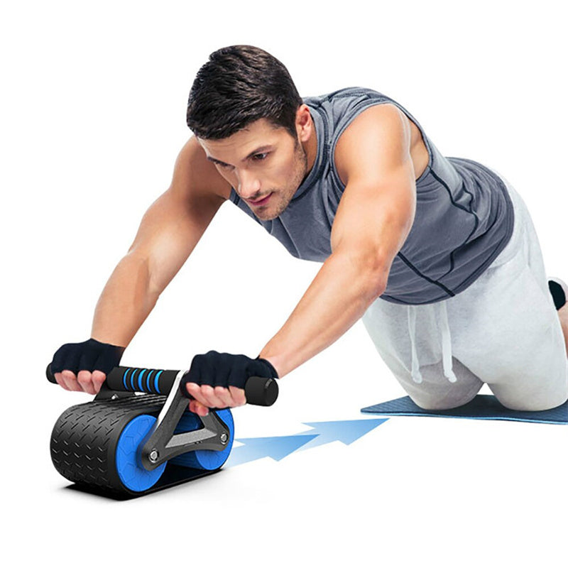Ejercitador abdominal de doble rueda, con rebote automático, rodillo para abdominales, gimnasio, deportes