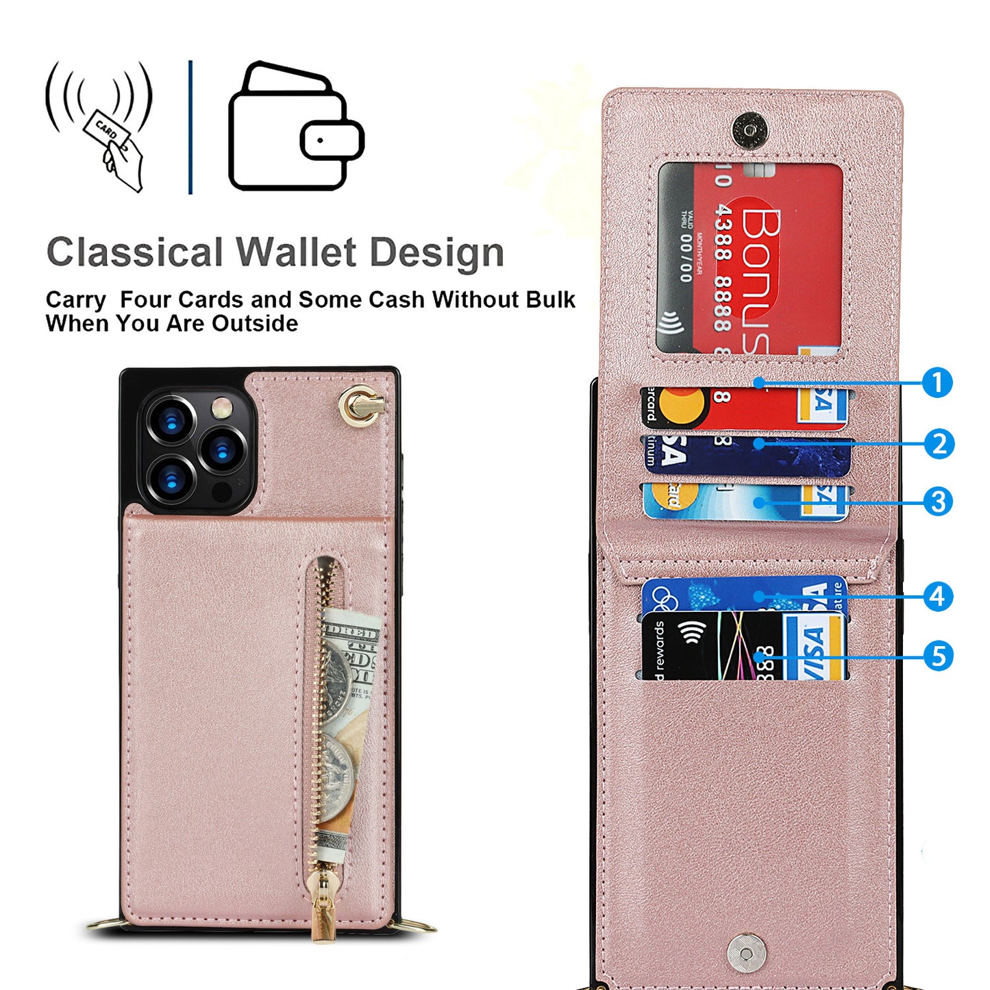 Funda para teléfono con cremallera Funda para teléfono bandolera