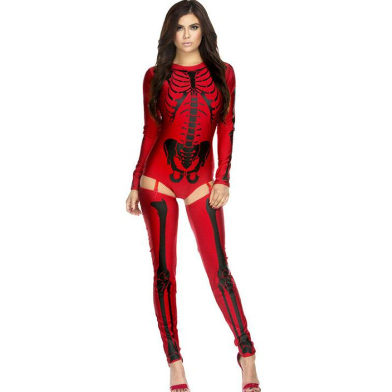 Disfraz de Halloween para cosplay, uniforme de calavera y zombi.