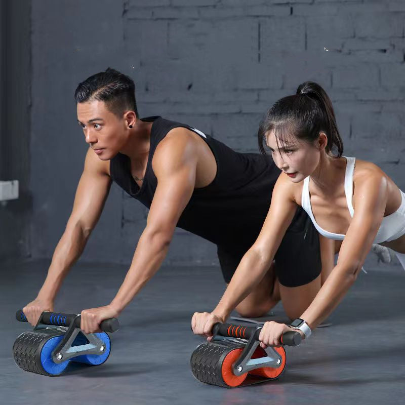 Ejercitador abdominal de doble rueda, con rebote automático, rodillo para abdominales, gimnasio, deportes