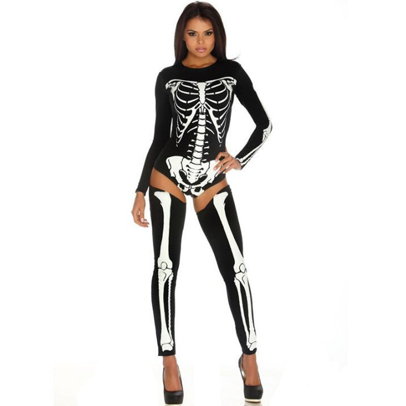 Disfraz de Halloween para cosplay, uniforme de calavera y zombi.