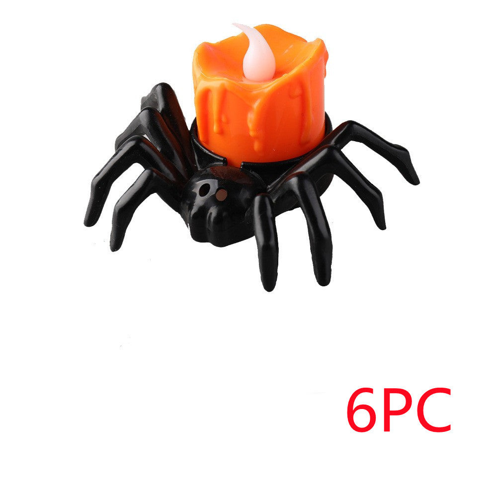 Adornos creativos de candelabros con forma de araña para Halloween con ambiente festivo