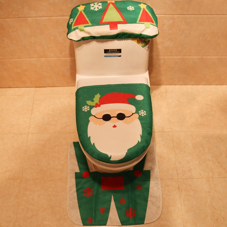 FENGRISE - Juego de 3 alfombras navideñas de Papá Noel para baño, decoración navideña, suministros para fiestas de Año Nuevo
