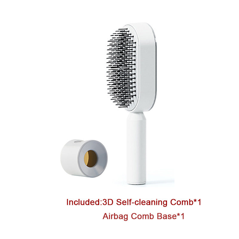 Cepillo autolimpiante para el cabello para mujeres, con una sola tecla, para la pérdida del cabello, masajeador de bolsas de aire, peine para el cuero cabelludo, cepillo antiestático.