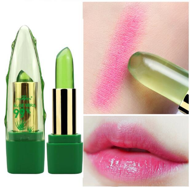 Lápiz labial de aloe vera con gel que cambia de color, hidratante, antisecado, desalinizante, de grano fino, cuidado labial.