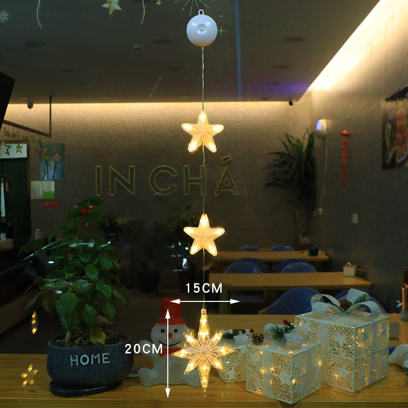 3 luces LED navideñas con forma de estrella para colgar en el árbol de Navidad, adornos para ventanas, decoración para el hogar, Navidad, Año Nuevo