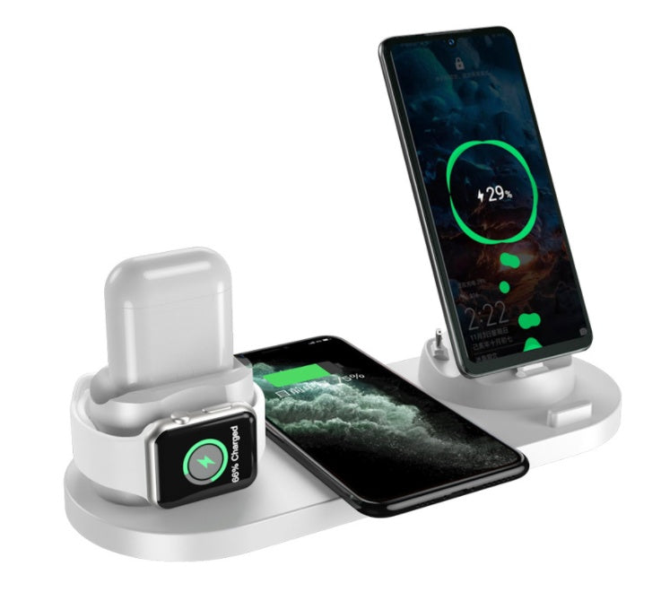 Cargador inalámbrico para iPhone, cargador rápido para teléfono, base de carga rápida , reloj, estación de carga 6 en 1