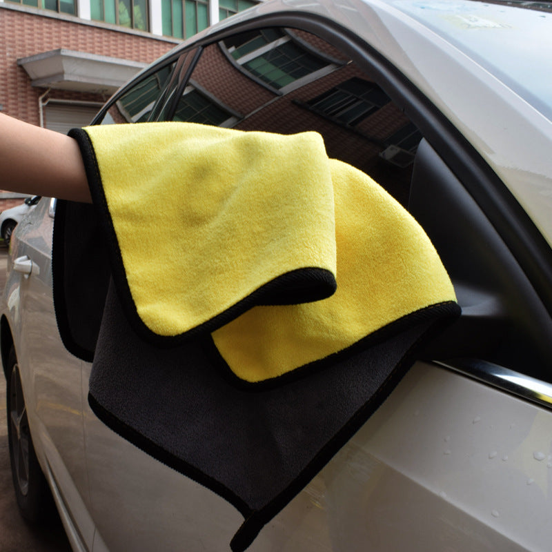 Toalla de lavado de coche de dos colores, de doble cara y de doble uso