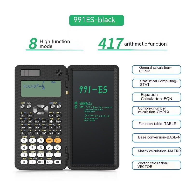 Calculadora científica plegable 2 en 1, tableta de escritura a mano, calculadora con función de aprendizaje, calculadora científica de escritorio plegable.