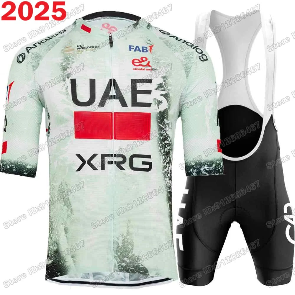 Conjunto de maillot ciclista Tadej Pogačar, campeón del mundo por equipos de los Emiratos Árabes Unidos 2025, ropa de ciclismo para hombre, camisetas de ciclismo de carretera, traje, pantalones cortos con tirantes