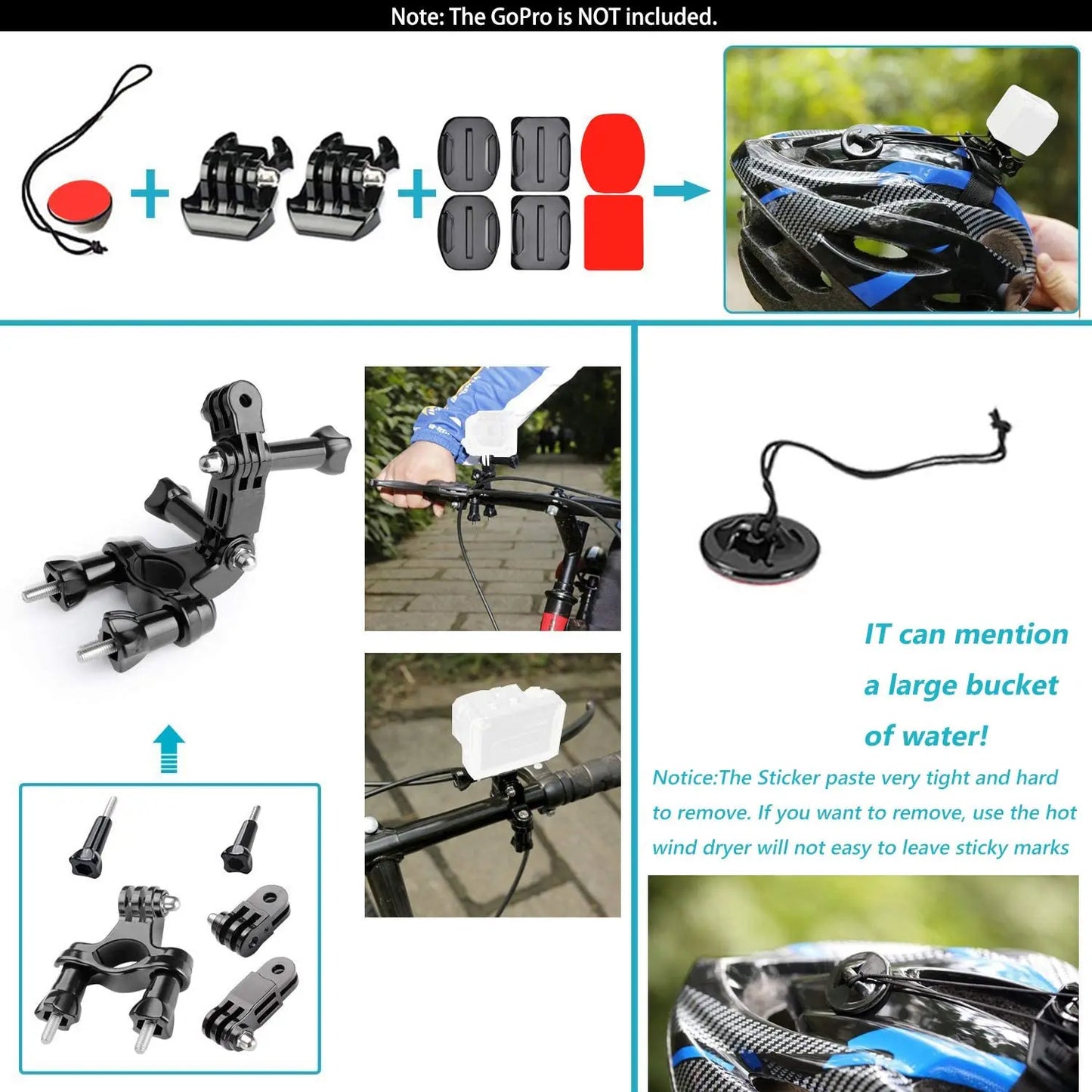 Accesorios para cámara de acción GoPro Hero 9, 8, 7, 5 y 4, mochila DJI Osmo Action, ventosa para montura de cristal, funda 4K y casco.